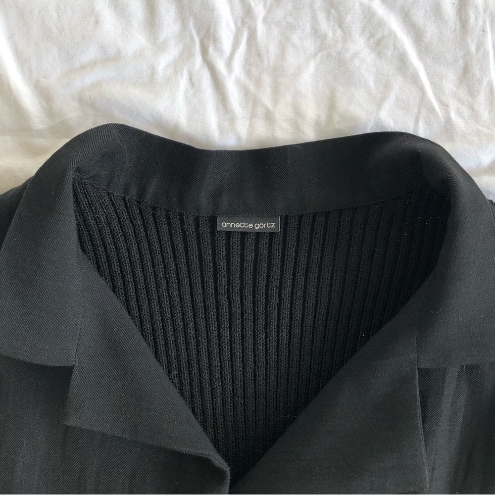 Annette Gortz Nandi Black Wool Blend Knit Back Full Zip Jacket Vest - Picture 2 of 7